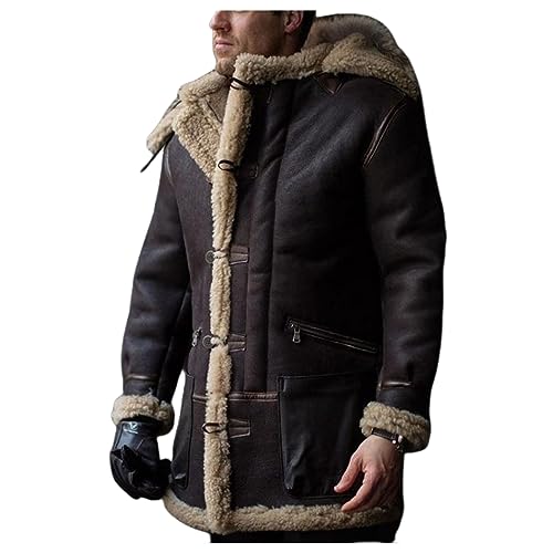 rare Roen sheepskin jacket ナポレオン pea Men's Shearling Leather Coat Suede Sherpa Lined Fleece Sheepskin